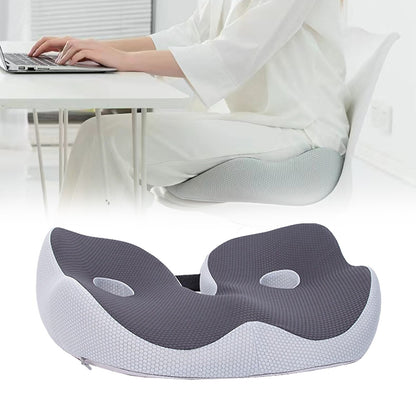 Seat Cushion, Seat Cushion for Sit Bone and Back Pain Relief, Butt, Tailbone, Hip, Hamstring, Posture Support, Memory Foam Comfort Ischial Tuberosity Pillow (Black) 15.4x18.9x5.5 15.4" x 18.9" x 5.5" Grey