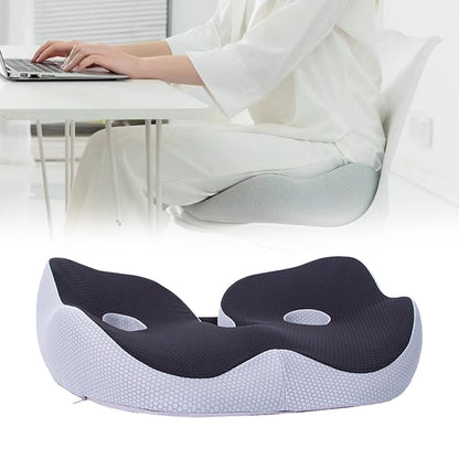 Seat Cushion, Seat Cushion for Sit Bone and Back Pain Relief, Butt, Tailbone, Hip, Hamstring, Posture Support, Memory Foam Comfort Ischial Tuberosity Pillow (Black) 15.4x18.9x5.5 15.4" x 18.9" x 5.5" Grey