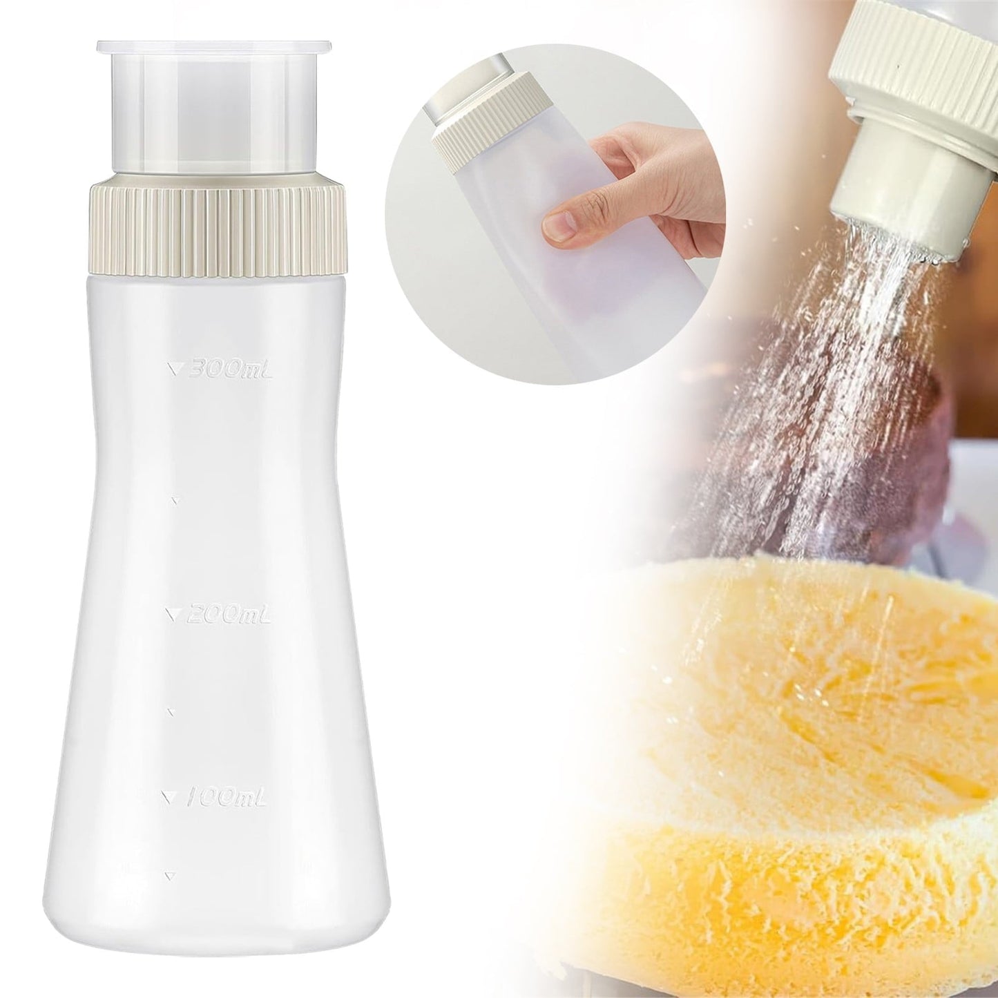 1Pc Cake Syrup Dispense,350ml Graduated Plastic Squeeze Bottle,Rain Spray Bottle with Sealing Lid,for Soaking Simple Honey Syrup Bottle Simple Syrup Bottles,Easy Storage Reusable Baking Tools(White) White