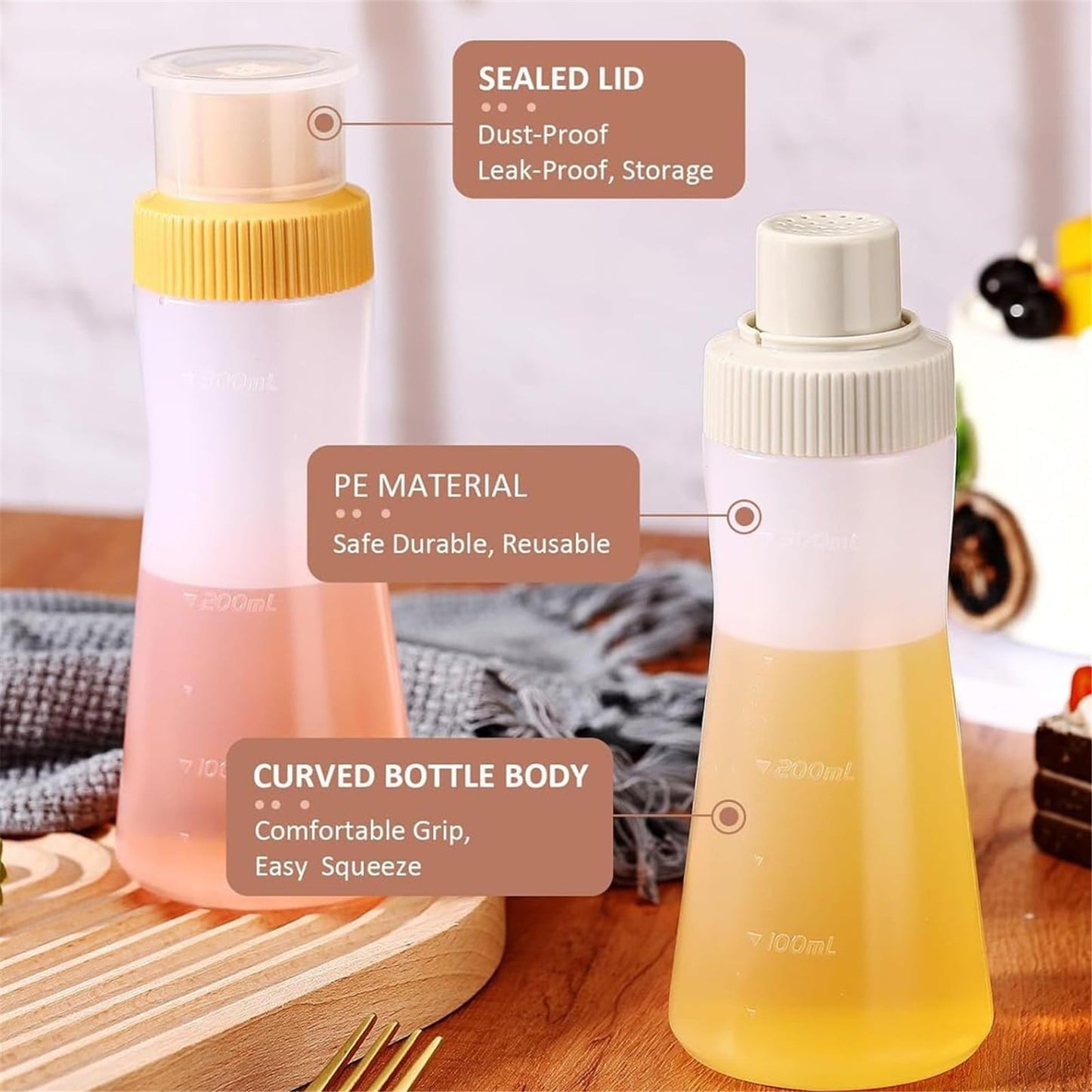 1Pc Cake Syrup Dispense,350ml Graduated Plastic Squeeze Bottle,Rain Spray Bottle with Sealing Lid,for Soaking Simple Honey Syrup Bottle Simple Syrup Bottles,Easy Storage Reusable Baking Tools(White) White