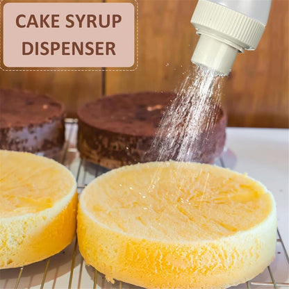 1Pc Cake Syrup Dispense,350ml Graduated Plastic Squeeze Bottle,Rain Spray Bottle with Sealing Lid,for Soaking Simple Honey Syrup Bottle Simple Syrup Bottles,Easy Storage Reusable Baking Tools(White) White