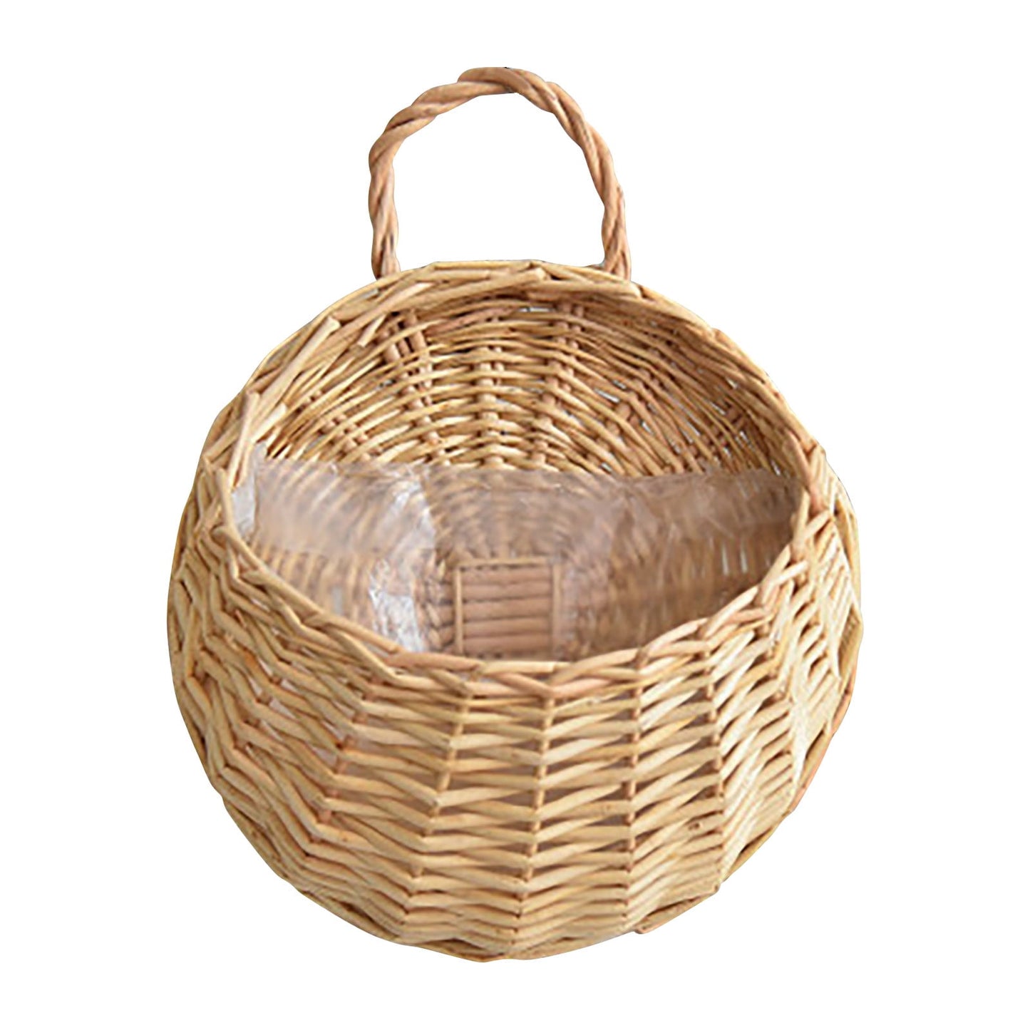 Wicker Storage Basket with Handles,Wall Pot Hanging Basket Storage Small Wicker Basket, Woven Handmade Basket Basket Flower Patio & Garden,Handwoven Craft,Leak Proof Lining,6.3x8.27',Beige Grey