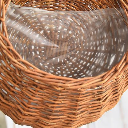 Wicker Storage Basket with Handles,Wall Pot Hanging Basket Storage Small Wicker Basket, Woven Handmade Basket Basket Flower Patio & Garden,Handwoven Craft,Leak Proof Lining,6.3x8.27',Beige Grey