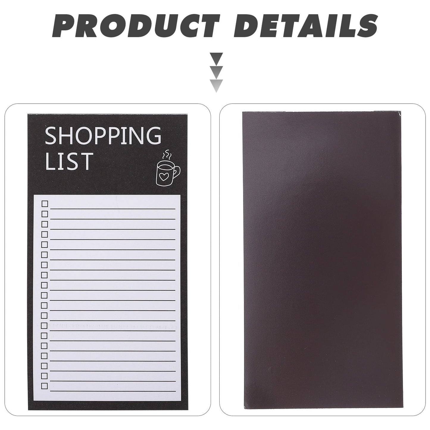 Magnetic Notepads for Fridge, Big Notepads for Shopping List,Reminders -Strong Magnetic Back- Memo Pads,Full Magnet Back Design Notepad for Shopping Lists,2.95x5.51" 50 Sheets Black