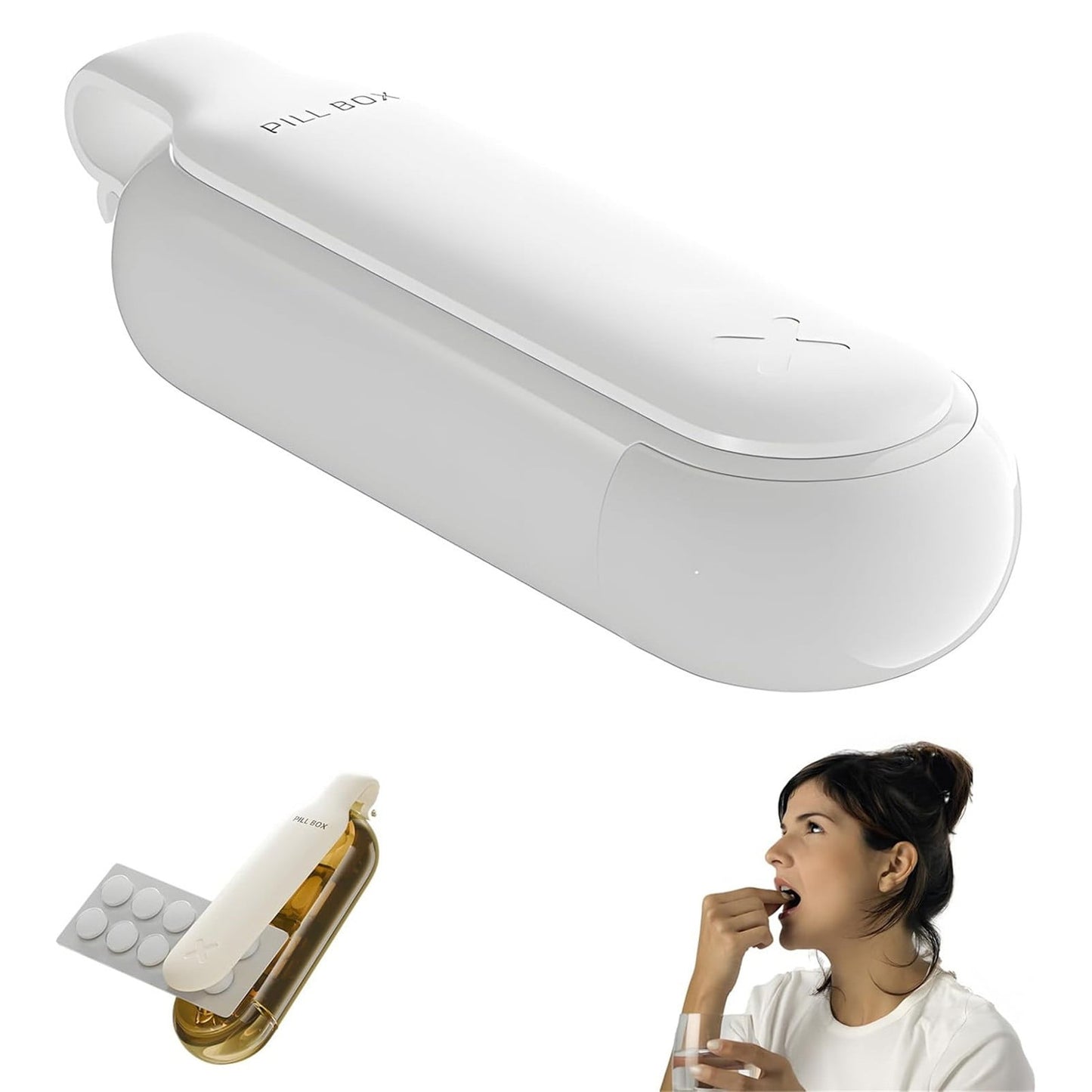 3-in-1 Pill Crusher and Pill Cutter with Storage Compartment for Tablets, Pill Grinder Fine Powder, Pill Cutter Splitter for Small or Large Pills, 1.57x2.36 4.72" x 1.37" x 0.78" White