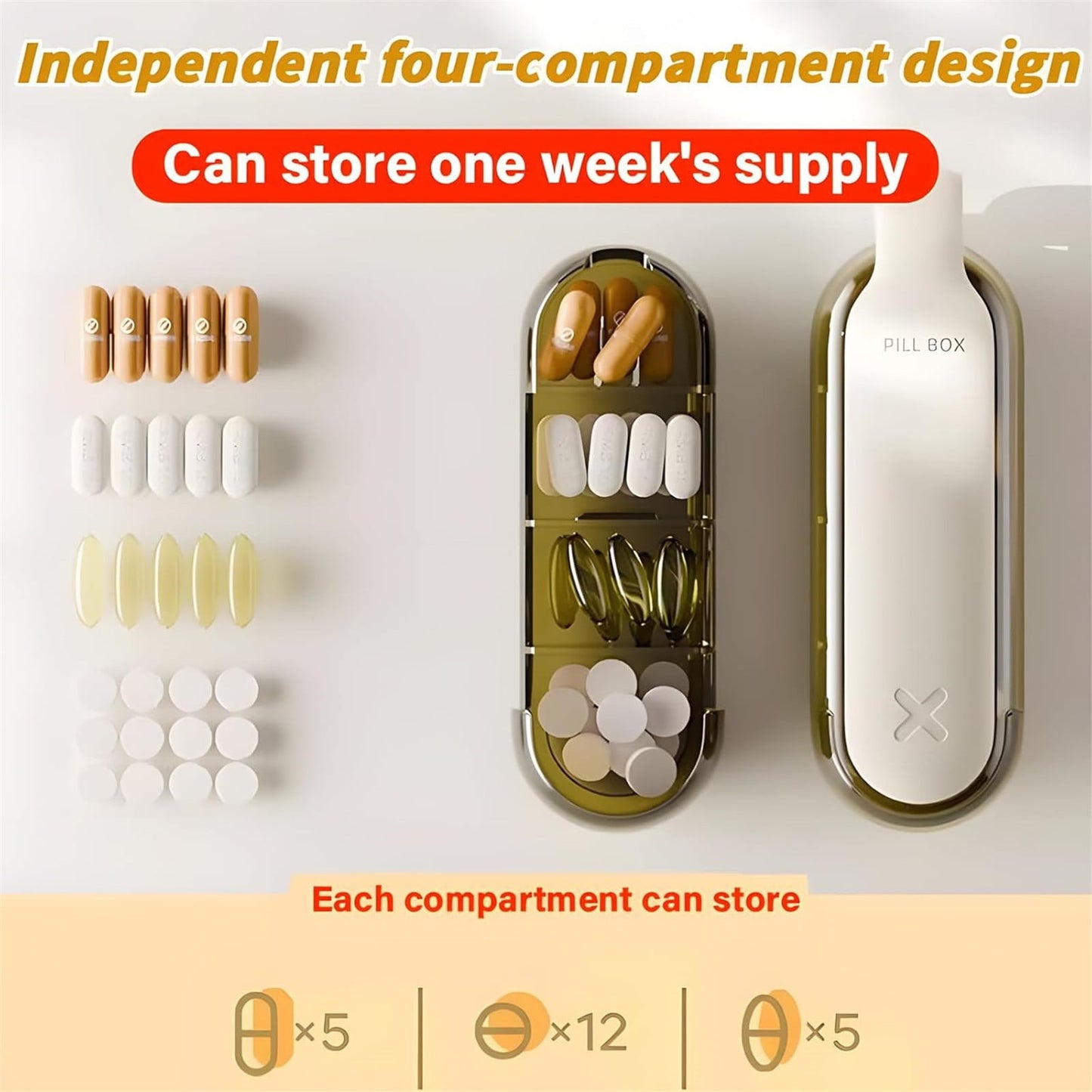 3-in-1 Pill Crusher and Pill Cutter with Storage Compartment for Tablets, Pill Grinder Fine Powder, Pill Cutter Splitter for Small or Large Pills, 1.57x2.36 4.72" x 1.37" x 0.78" White