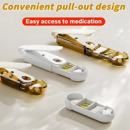 3-in-1 Pill Crusher and Pill Cutter with Storage Compartment for Tablets, Pill Grinder Fine Powder, Pill Cutter Splitter for Small or Large Pills, 1.57x2.36 4.72" x 1.37" x 0.78" White
