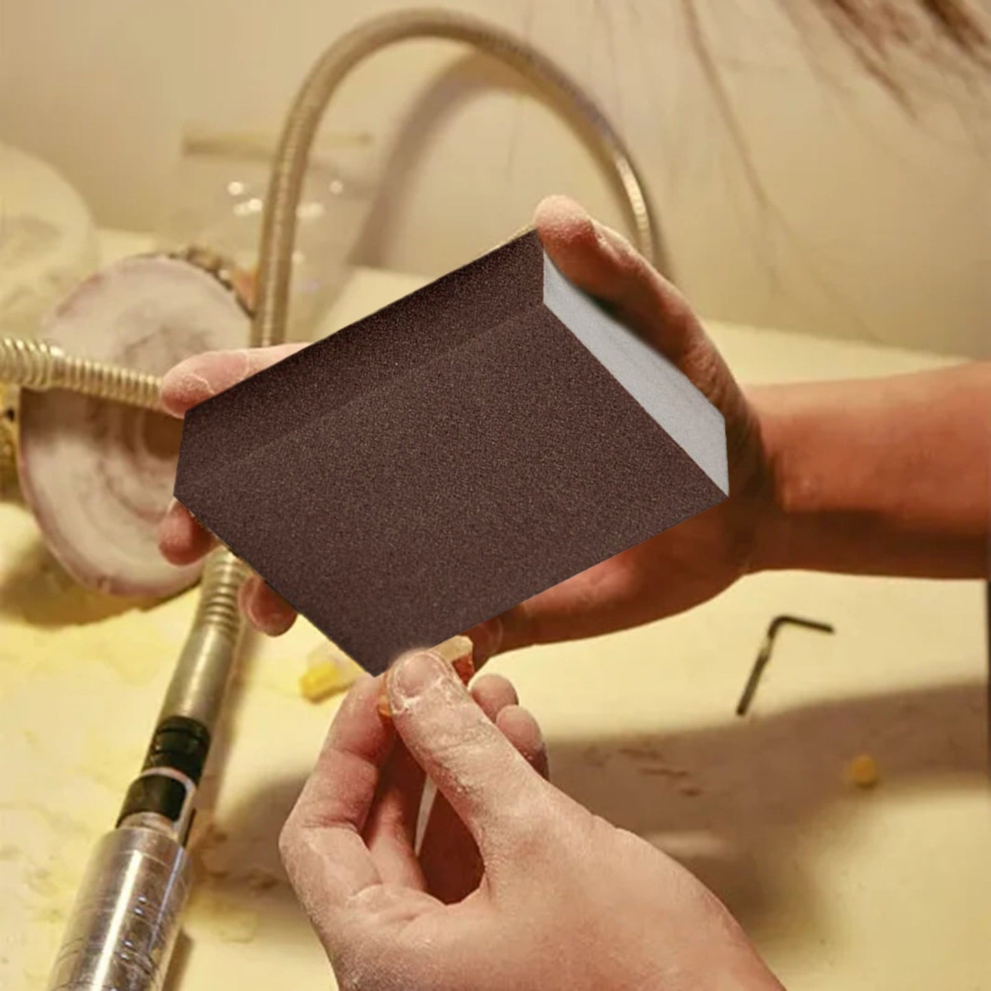 Sanding Sponge Sanding Blocks Assortment, Sand Paper for Wood Furniture, Sander Pads, Washable And Reusable Sanding Polishing Sponge Sandpaper for Drywall Metal Glasses Repair 120 Grit