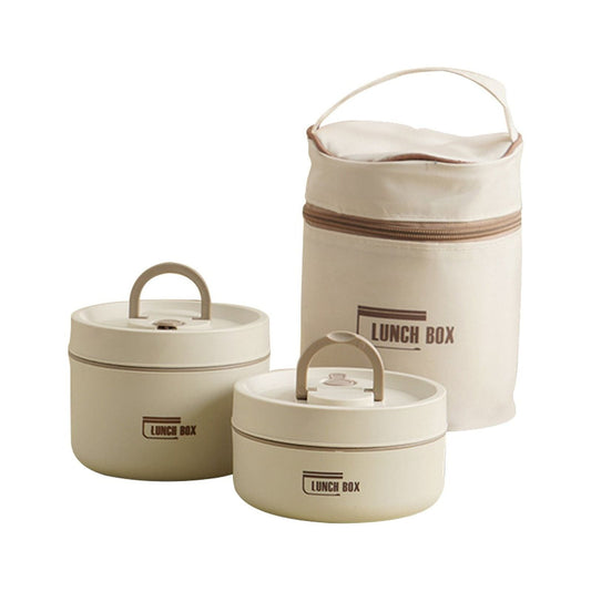Home Portable Insulated Bento Lunch Box Set for Adult, 4Sizes Vacuum lunch box, to Keep Food Warm or Cool, Thermal Food Containers for Fruits and Sauces, Durable and Leak-Proof(Brown,4.5x4.5x3.6") Beige