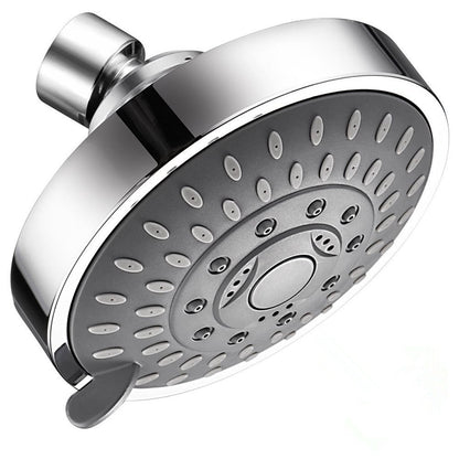 High Pressure Shower Head, Heavy Duty High Flow Pressure Rain, Fixed Showerhead 5-Setting with Bathroom Showerhead with Adjustable Brass Ball Joint, 1 Pcs, 4x3.25 4" x 3.25" Silver