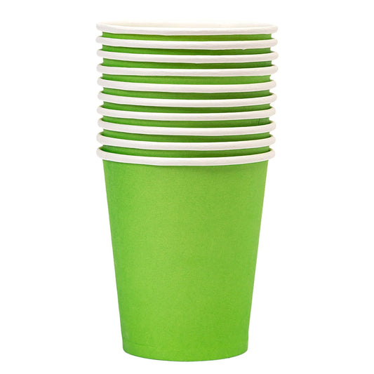 10 Pack Rainbow Paper Cups, 9oz Colored Party Cups Rainbow Paper Cups Bulk, Disposable Drinking Cups for Birthday Holiday Party Supplies Back To School Decorations, 15 Colors(White,3x3x3.3") Green1