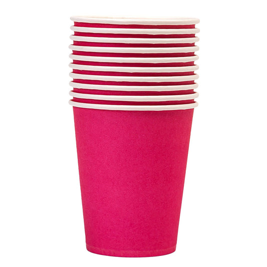 10 Pack Rainbow Paper Cups, 9oz Colored Party Cups Rainbow Paper Cups Bulk, Disposable Drinking Cups for Birthday Holiday Party Supplies Back To School Decorations, 15 Colors(White,3x3x3.3") Pink1