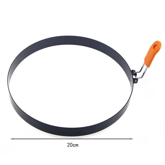 Omelette Ring for Griddle, Heavy Duty Stainless Steel 8 Inch Griddle Omelet Rings, Non-Stick Pancake Egg Ring, Round Omelette Rings Omelet Mold Muffin Mold with Silicone Handle, 1 Pcs 8" Black
