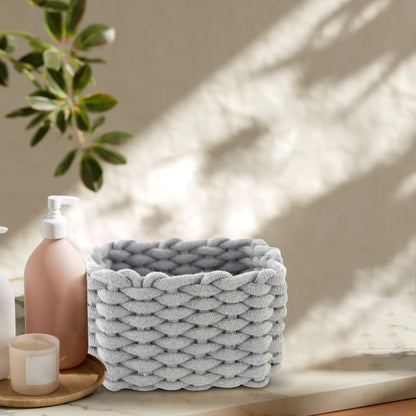 Small Cat Ears Toy Organizer, Woven Cotton Rope Basket, Decorative Nursery Bins & Boxes Gift Basket Empty for Pet Toy Storage, 1 Pcs, 7.8x3.93 8.66" x 5.91" x 5.51" Beige