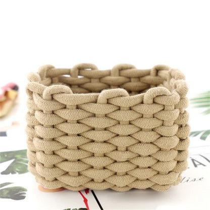 Small Cat Ears Toy Organizer, Woven Cotton Rope Basket, Decorative Nursery Bins & Boxes Gift Basket Empty for Pet Toy Storage, 1 Pcs, 7.8x3.93 8.66" x 5.91" x 5.51" Beige