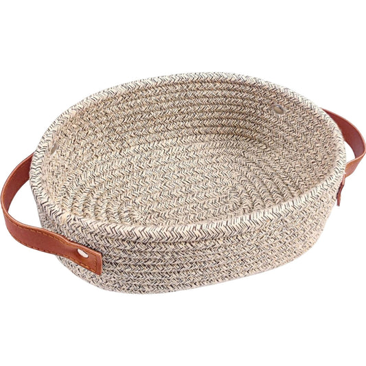 Small Cat Ears Toy Organizer, Woven Cotton Rope Basket, Decorative Nursery Bins & Boxes Gift Basket Empty for Pet Toy Storage, 1 Pcs, 7.8x3.93 13" x 5.9" x 4.0" Khaki