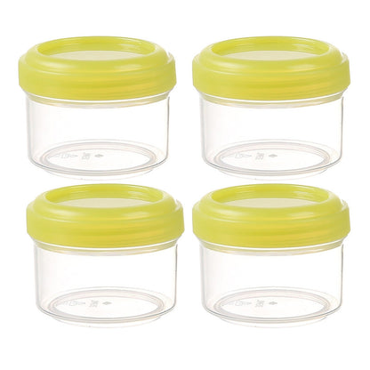 4Pcs Clear Plastic Jars With Lids,Small Plastic Storage Jars With Screw On Lids,Mini Wide-Mouth Refillable Storage Containers,Empty Round Containers For Candy,Beads,Lotion,Food Storage,Red Green