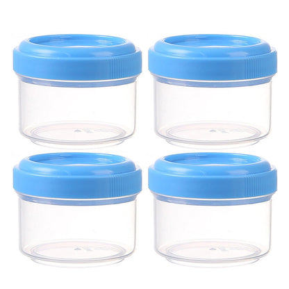 4Pcs Clear Plastic Jars With Lids,Small Plastic Storage Jars With Screw On Lids,Mini Wide-Mouth Refillable Storage Containers,Empty Round Containers For Candy,Beads,Lotion,Food Storage,Red Green