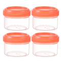 4Pcs Clear Plastic Jars With Lids,Small Plastic Storage Jars With Screw On Lids,Mini Wide-Mouth Refillable Storage Containers,Empty Round Containers For Candy,Beads,Lotion,Food Storage,Purple Orange