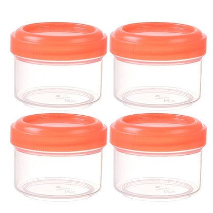 4Pcs Clear Plastic Jars With Lids,Small Plastic Storage Jars With Screw On Lids,Mini Wide-Mouth Refillable Storage Containers,Empty Round Containers For Candy,Beads,Lotion,Food Storage,Purple Orange