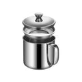 Cooking Oil Container With Strainer,37Oz Stainless Steel Oil Container,Pot Fat Storage With Lid,Grease Container For Kitchen，Easy Grip Handle Suitable For Storing Frying Oil And Cooking Grease 37 oz