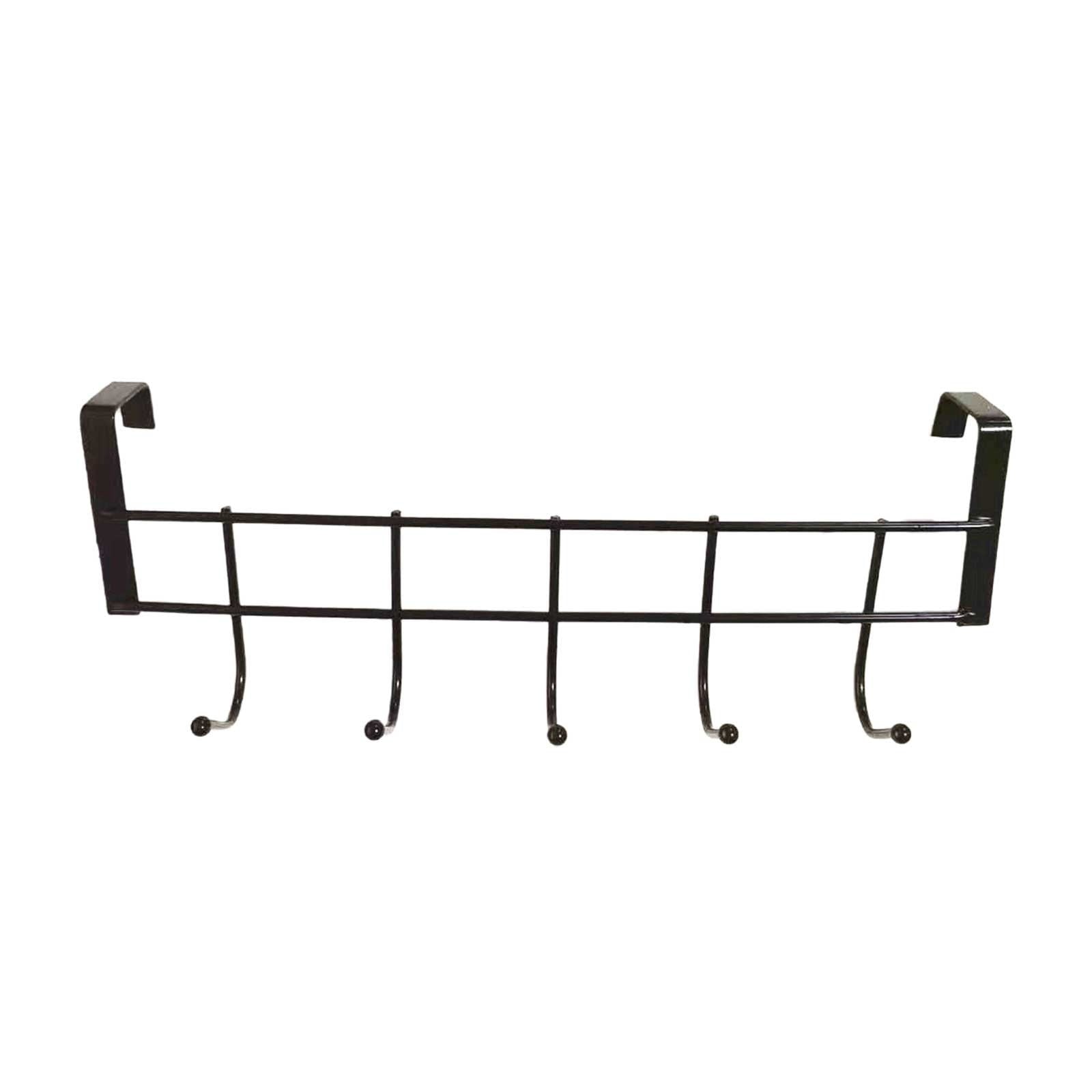 Over The Door Hooks For Hanging, Over The Door Hanger, Over The Door Organizer,Over The Door Towel Rack For Bathroom With 5 Coat Hooks, Bathroom Towel Holder Towels Hanger,Bedroom Door Hooks,(Black) Black