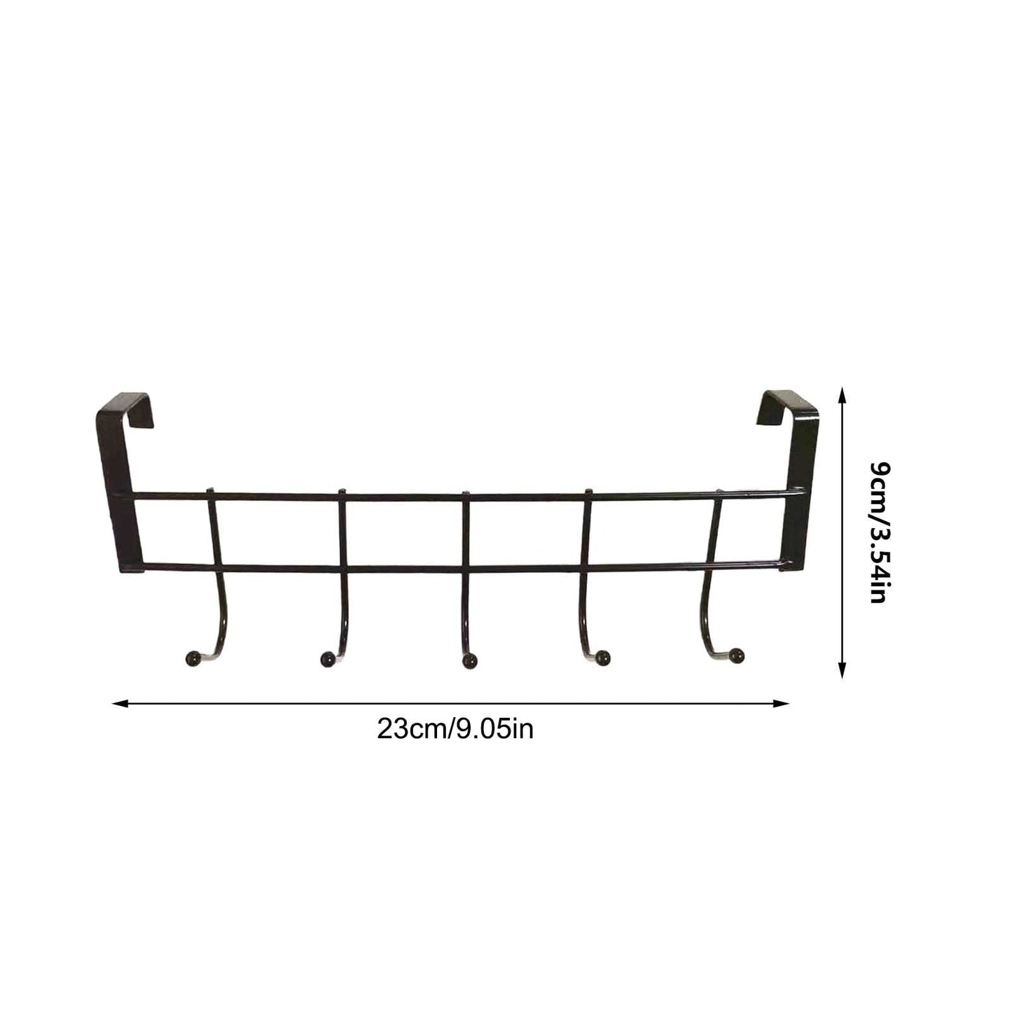 Over The Door Hooks For Hanging, Over The Door Hanger, Over The Door Organizer,Over The Door Towel Rack For Bathroom With 5 Coat Hooks, Bathroom Towel Holder Towels Hanger,Bedroom Door Hooks,(Black) Black-4PCS