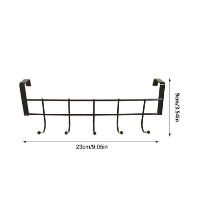 Over The Door Hooks For Hanging, Over The Door Hanger, Over The Door Organizer,Over The Door Towel Rack For Bathroom With 5 Coat Hooks, Bathroom Towel Holder Towels Hanger,Bedroom Door Hooks,(Black) Black-4PCS