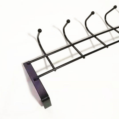 Over The Door Hooks For Hanging, Over The Door Hanger, Over The Door Organizer,Over The Door Towel Rack For Bathroom With 5 Coat Hooks, Bathroom Towel Holder Towels Hanger,Bedroom Door Hooks,(Black) Black-5PCS