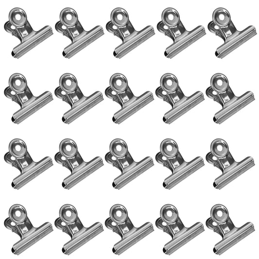 20 Pack Metal Clips for Corkboard, Heavy Duty Bulldog Clips for Hanging Pictures, Small Hinge Clips for Photos Crafts, Mini Binder Clips Paper File Clamps for Office, 1.96 Inches 1.96" Silver/20 Pcs
