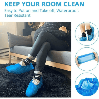 Shoe Covers Disposable Non-Slip For Indoors,100 Pieces (50 Pairs) Waterproof Shoe Booties Covers For Indoors,Waterproof Shoe Covers,Disposable Shoe Covers For Carpet Floor Protection 100PCS