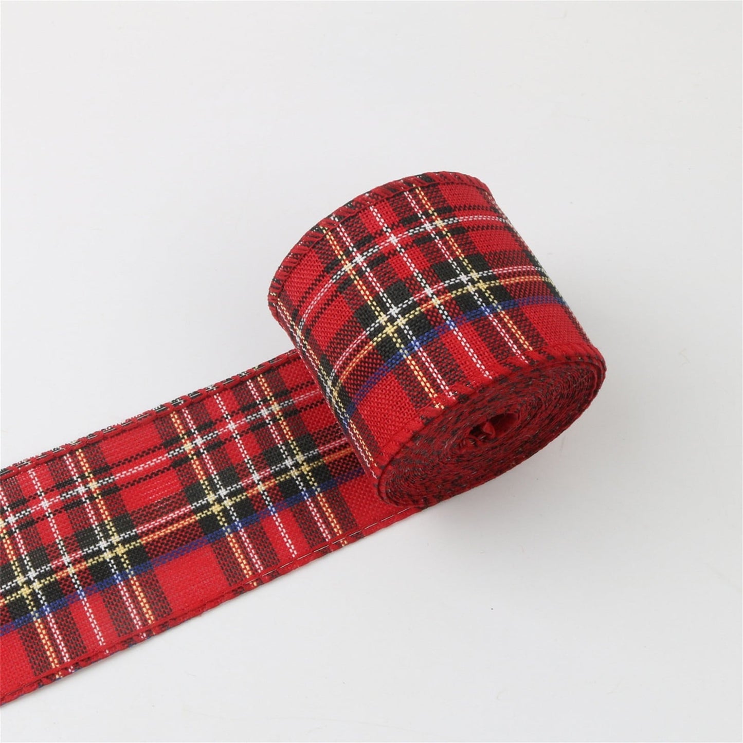 Christmas Red Plaid Ribbon,Wired Edge Wrapping Ribbons,Plaid Christmas Ribbon,Christmas Decorations,Tartan Decor For Gift Wrapping Xmas Crafts Wreath Diy Making Supplies Bow Decorations,Red Z_2PCSRed