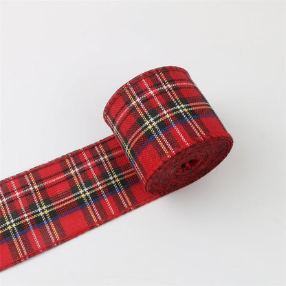 Christmas Red Plaid Ribbon,Wired Edge Wrapping Ribbons,Plaid Christmas Ribbon,Christmas Decorations,Tartan Decor For Gift Wrapping Xmas Crafts Wreath Diy Making Supplies Bow Decorations,Red Z_2PCSRed
