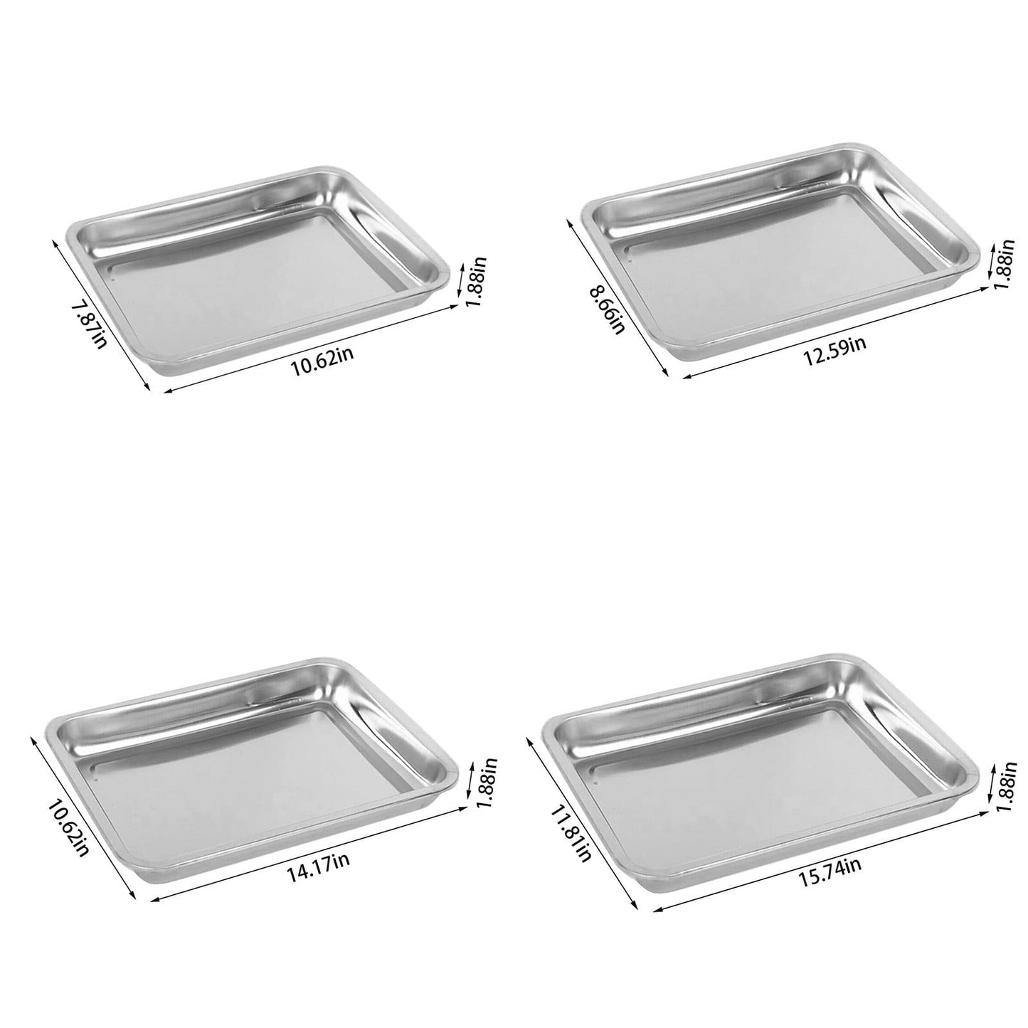 1Pcs Toaster Oven Pans For Baking,Baking Sheets Cookie Sheet Pans,Small Replacement Trays For Toaster,Small Baking Trays For Oven, Stainless Steel Baking Sheet Pan, Toaster Oven Tray 15.74" x 11.81" x 1.88" Silver