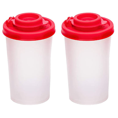 Salt And Pepper Shakers Moisture Proof,Plastic Salt Shakers,Salt Shaker To Go Camping Picnic Outdoors Kitchen Lunch Boxes Travel Spice Set Clear With Red Covers Lids Plastic Airtight Dispenser,1PCS 2PCS