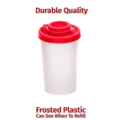 Salt And Pepper Shakers Moisture Proof,Plastic Salt Shakers,Salt Shaker To Go Camping Picnic Outdoors Kitchen Lunch Boxes Travel Spice Set Clear With Red Covers Lids Plastic Airtight Dispenser,1PCS 2PCS