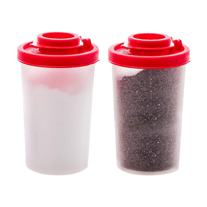 Salt And Pepper Shakers Moisture Proof,Plastic Salt Shakers,Salt Shaker To Go Camping Picnic Outdoors Kitchen Lunch Boxes Travel Spice Set Clear With Red Covers Lids Plastic Airtight Dispenser,1PCS 2PCS