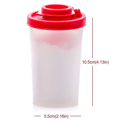 Salt And Pepper Shakers Moisture Proof,Plastic Salt Shakers,Salt Shaker To Go Camping Picnic Outdoors Kitchen Lunch Boxes Travel Spice Set Clear With Red Covers Lids Plastic Airtight Dispenser,1PCS 2PCS