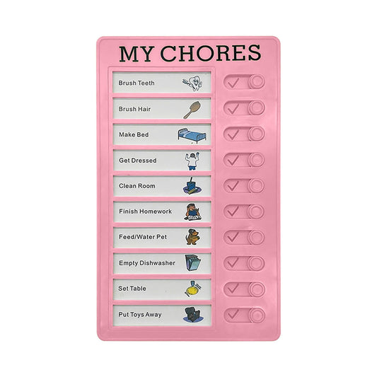 1Pc To Do List Checklist,Chores Chart for Man and Woman Chore Chart, Sliding Routine Chart to Do List, RV Checklist Task Planning Board, ADHD Tools Routine Visual Schedule Reminder(White5) Pink
