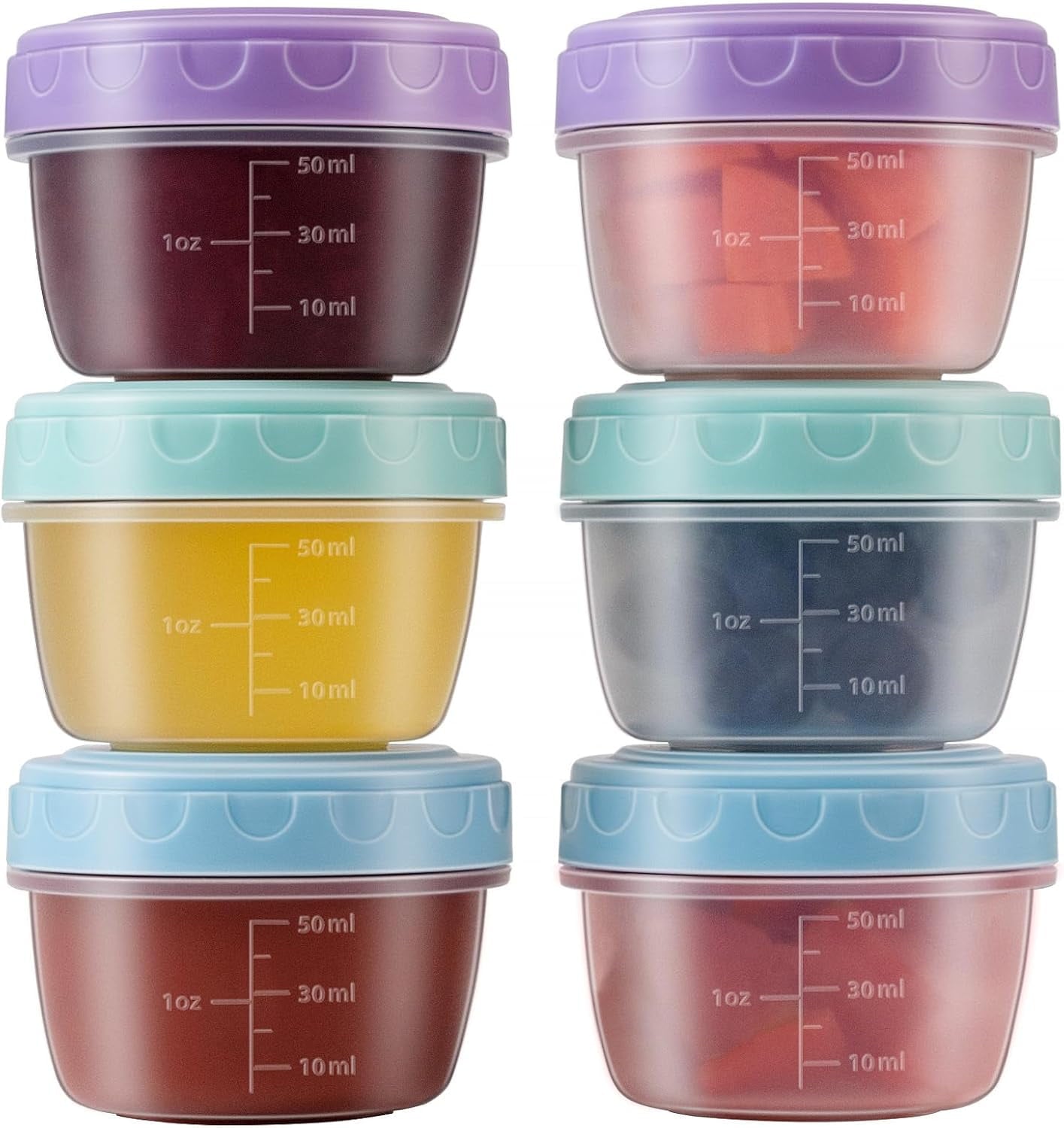 6Pcs 2Oz Small Containers With Lids,Reusable Plastic Storage Jars For Snack And Puree, Salad Dressing Container To Go, Storage Containers, Freezer Food Containers, Dishwasher Safe,Bpa Free,6PCS 18PCS