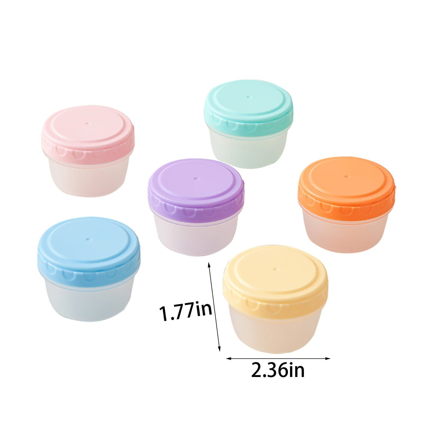 6Pcs 2Oz Small Containers With Lids,Reusable Plastic Storage Jars For Snack And Puree, Salad Dressing Container To Go, Storage Containers, Freezer Food Containers, Dishwasher Safe,Bpa Free,6PCS 18PCS