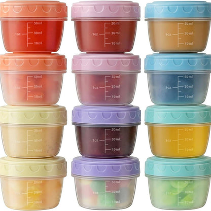 6Pcs 2Oz Small Containers With Lids,Reusable Plastic Storage Jars For Snack And Puree, Salad Dressing Container To Go, Storage Containers, Freezer Food Containers, Dishwasher Safe,Bpa Free 6PCS
