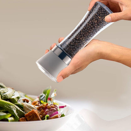 1 Pcs Salt And Pepper Grinder,Stainless Steel Sea Salt And Pepper Grinder,Glass Salt And Pepper Shakers,Refillable Sea Salt Shakers,Salt Grinder Refillable,Easy Clean Glass Grinders Black
