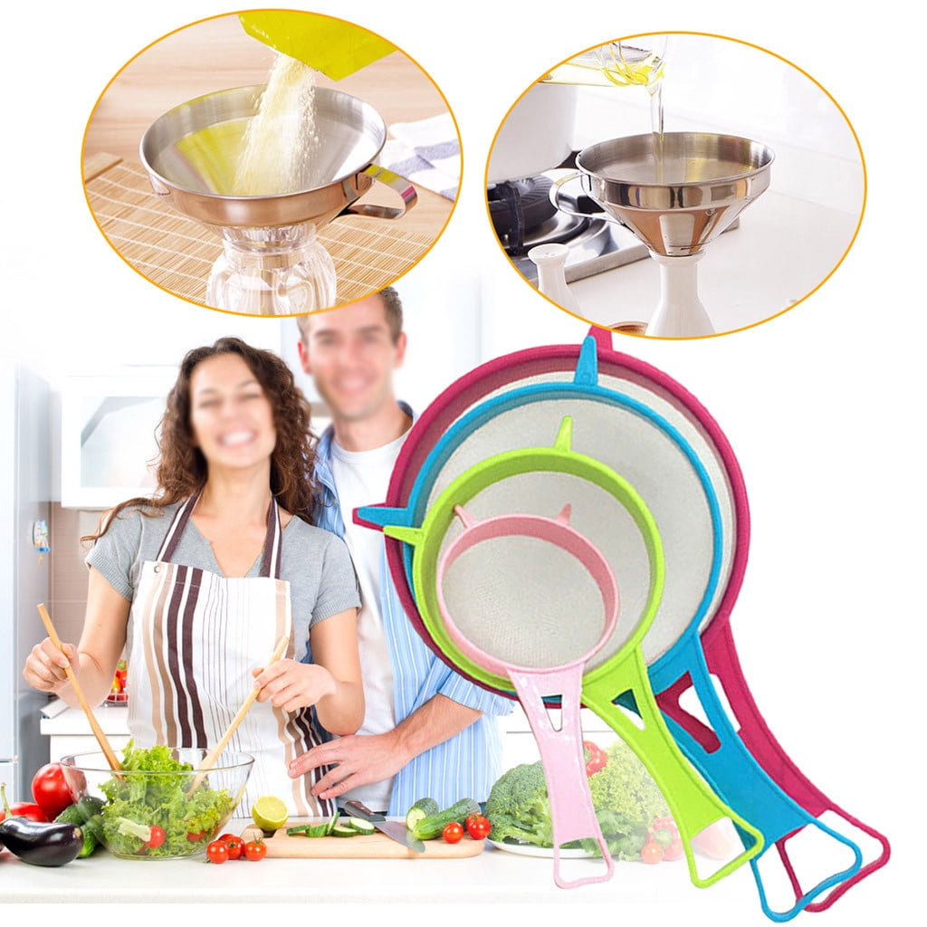 4 Pcs Plastic Mesh Strainer Colander Set,Nylon Mesh Strainer Food Yogurt Mesh Sieve,Plastic Mesh Colander,Reusable Coffee Filter With \u200bHandle Kitchen Tools for Filtering Juice Milk 4PCS
