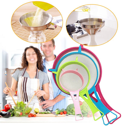 4 Pcs Plastic Mesh Strainer Colander Set,Nylon Mesh Strainer Food Yogurt Mesh Sieve,Plastic Mesh Colander,Reusable Coffee Filter With \u200bHandle Kitchen Tools for Filtering Juice Milk 4PCS