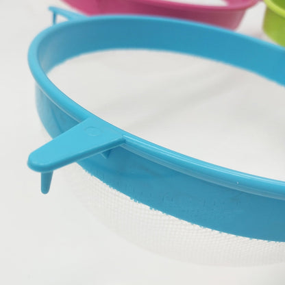 4 Pcs Plastic Mesh Strainer Colander Set,Nylon Mesh Strainer Food Yogurt Mesh Sieve,Plastic Mesh Colander,Reusable Coffee Filter With \u200bHandle Kitchen Tools for Filtering Juice Milk 4PCS