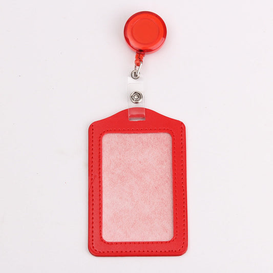 12 Sets Heavy Duty Badge Holders,Retractable Badge Reels Multicolor Name ID Card Holder,PU Leather Business Badge Holder Decorative with Clip for Nurses, Doctors(Z1-Green) Red
