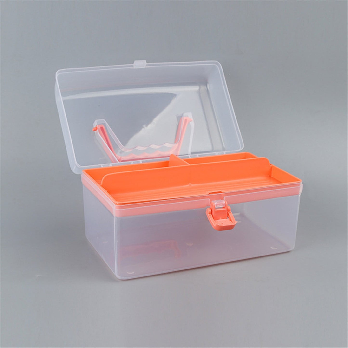 Home Box and Travel Storage Box, Plastic Kit Case Container Empty, Box with Lock Lid & Handle, Emergency Organizer for Family and Traveling, 9.1x4.7x3.7 8.54" x 4.84" x 5.0" Grey
