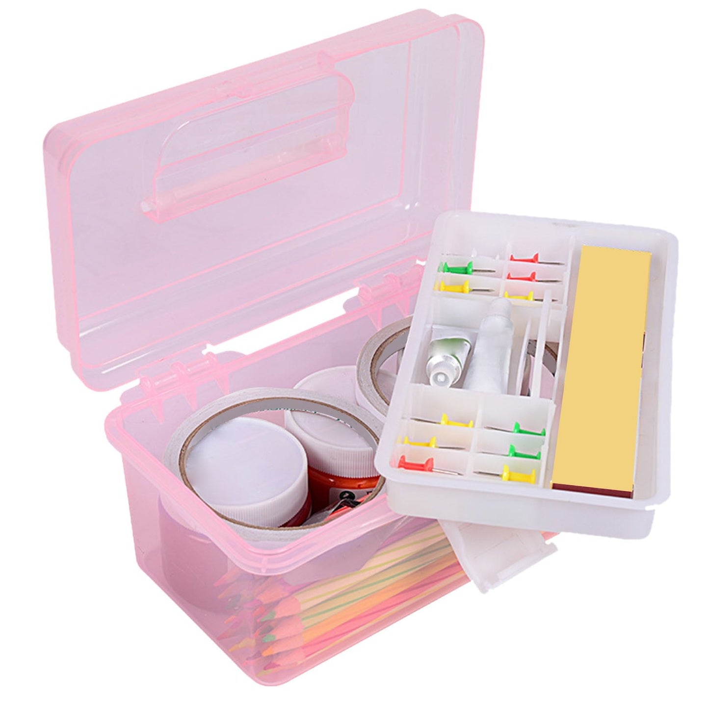 Home Box and Travel Storage Box, Plastic Kit Case Container Empty, Box with Lock Lid & Handle, Emergency Organizer for Family and Traveling, 9.1x4.7x3.7 7.08" x 3.54" x 4.13" Purple