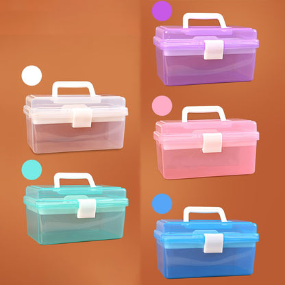 Home Box and Travel Storage Box, Plastic Kit Case Container Empty, Box with Lock Lid & Handle, Emergency Organizer for Family and Traveling, 9.1x4.7x3.7 7.08" x 3.54" x 4.13" Purple
